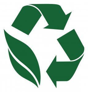 Zero Waste icon Recycle symbol with Sustainable Saratoga leaf