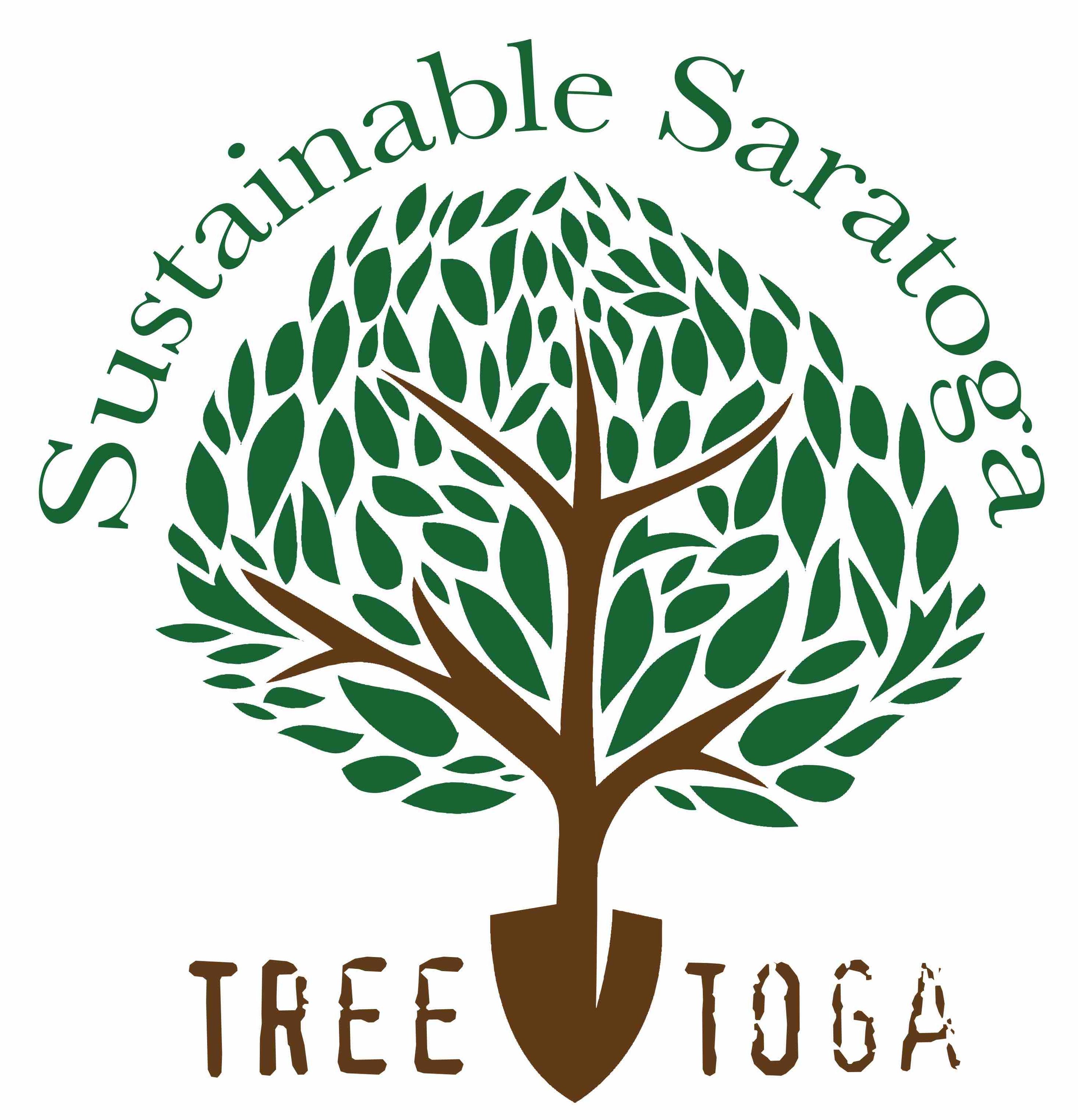 Sustainable Saratoga Urban Forestry Tree Toga logo tree with shovel