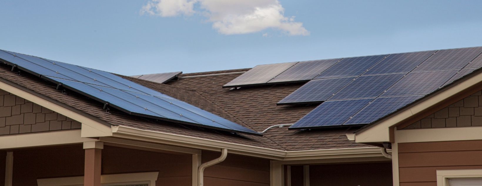 Roof with solar panels