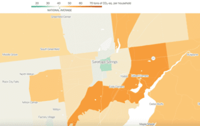NY Times carbon footprint map of Saratoga area
