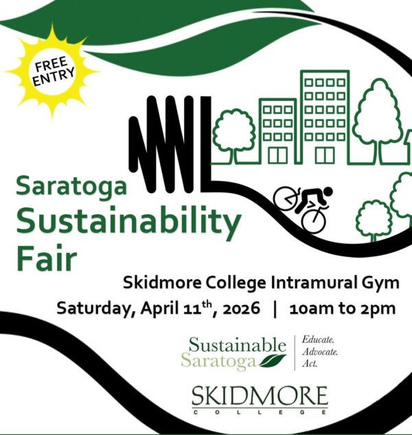 Sustainability Fair Graphic 2026 cropped Saratoga Sustainability Fair, April 11, 2026, 10am-2pm, Skidmore College Intramural gym